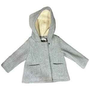 Old Navy Gray Pea Coat with Cream Hood